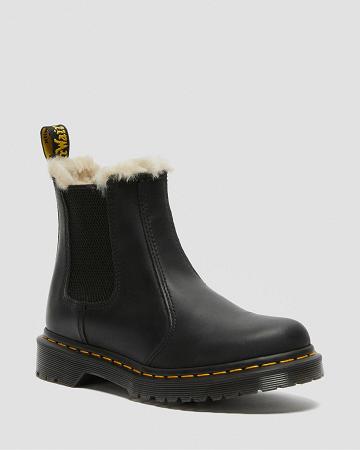 Women's Dr Martens 2976 Faux Fur Lined Ankle Boots Black | AU 24GSO